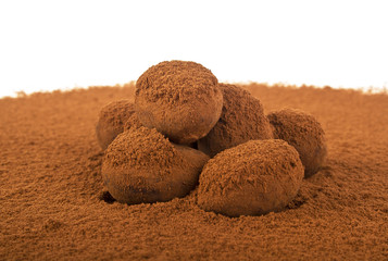 Chocolate truffle isolated on white background
