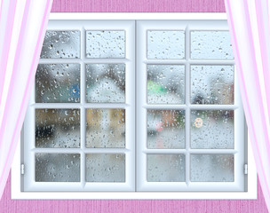 window glass with a drop of rain