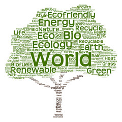 Conceptual green ecology tree word cloud