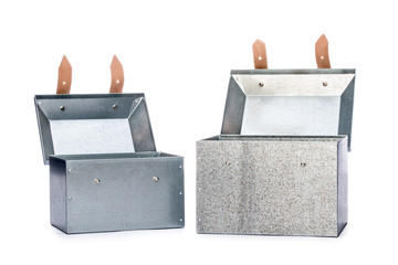 two metal tool box on White Background