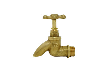 bronze tap isolated on grey background