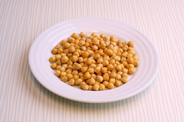 chickpeas on a white plate