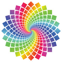 Circular spectrum pattern on white background.
