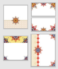 Cards with traditional ornamental elements in Oriental style.