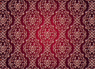 ハート系背景　アラベスク　メタリック