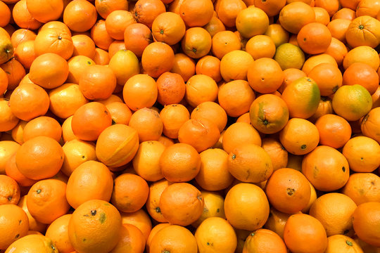 Colorful Display Of Oranges In Fruit Market