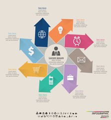 Flat Infographic template . Design concept for presentation, round chart or diagram. Vector EPS10