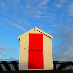 Red beach hut