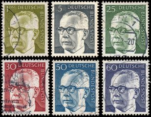 Stamps printed in Germany show portrait of Heinemann