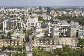 Fototapeta na wymiar Warsaw, Poland - JULY 09, 2015 View from the observation deck of