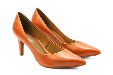 Orange high heels pumps