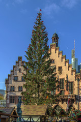 Christmas tree in front of the town hall, Frankfurt