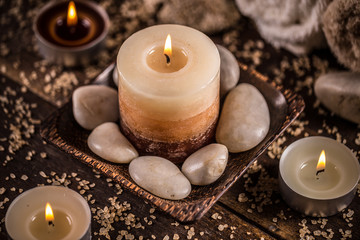 Stones and aromatic candles