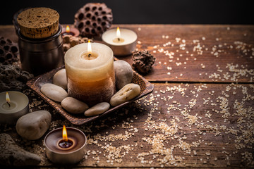Composition with candles and stones