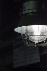 Fototapeta na wymiar industrial led night lamp closeup