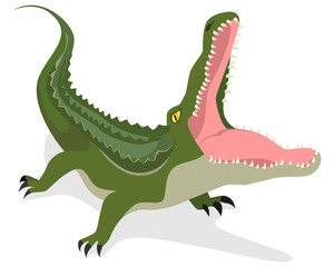 Naklejka premium Green crocodile attacks