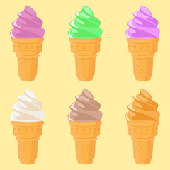 Set of ice-cream cone