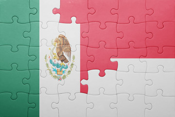 puzzle with the national flag of indonesia and mexico