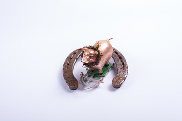 card concept for happy new year with horseshoe