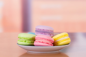 Collection of brightly colored French macarons
