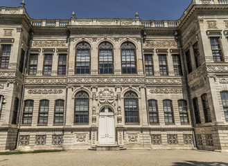 Huge decorated entrance to the Ottoman palace on the Bosphorus sea in Istanbul