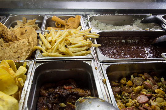 Trays of prepared food on buffet from Nicaragua
