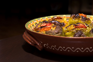 Stuffed peppers with rice and tomato