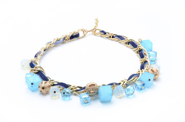 Beads from precious stones isolated on white