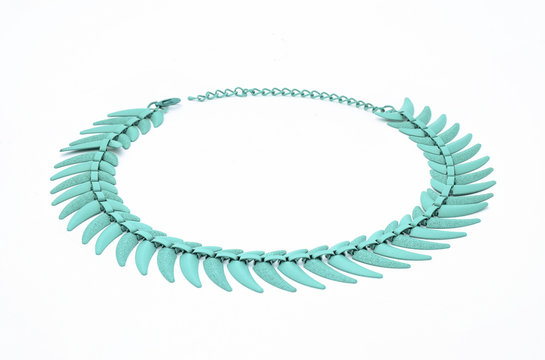 Turquoise Necklace Isolated On White