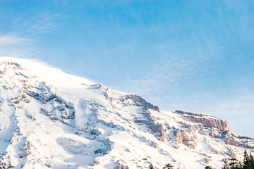 scenic view of top of the snow mountain in the morning,mt Rainier,Washington,USA.