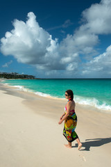 Woman in Barnes bay, Anguilla, English West Indies