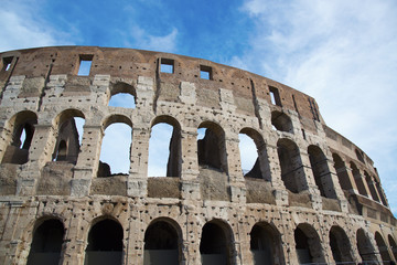 Fototapeta premium Ancient Walls of Great Roman amphitheater Colosseum in Rome, Italy