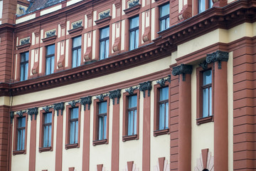 Brasov County Council building which is an important historic monument in Transylvania region of...