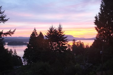 Fototapeta na wymiar Coastal sunrise on Salt Spring Island, BC, Canada