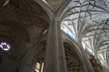 Interior of gothic cathedral of Segovia in Spain