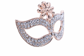 Brooch carnival mask isolated on white