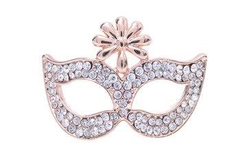 Brooch carnival mask isolated on white