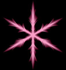Obraz premium purple six-pointed snowflake on a black background