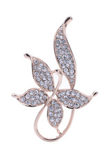 gold brooch with diamonds isolated on white