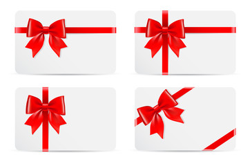 Set of gift cards with bow and ribbons