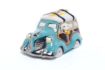 statuette car isolated on white