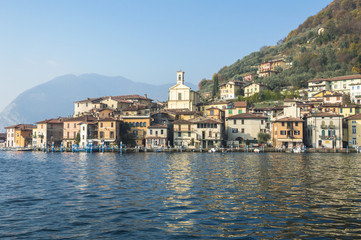 Waterfront of Iseo city, Italy, december 2015