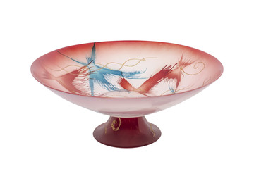 Round vase for fruits isolated on white