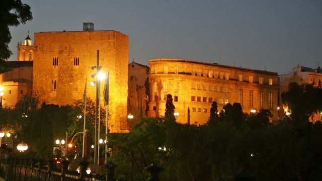 Torre del Pretorio romana in night time. Tarragona, Spain