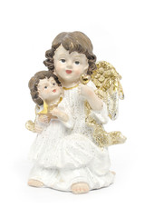 Christmas angel figurine isolated on white