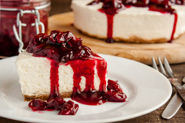slice of cherry cheesecake