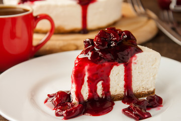 slice of cherry cheesecake