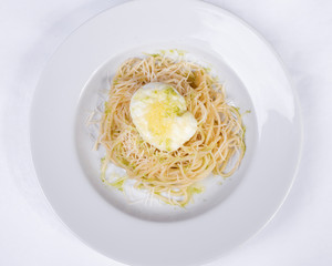 Italian cuisine, poached eggs, spaghetti, Pasta carbonara