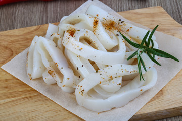 Raw squid rings