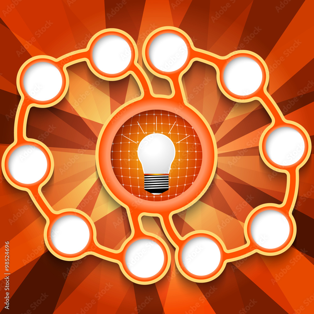 Poster eleven abstract circular boxes for your text and bulb